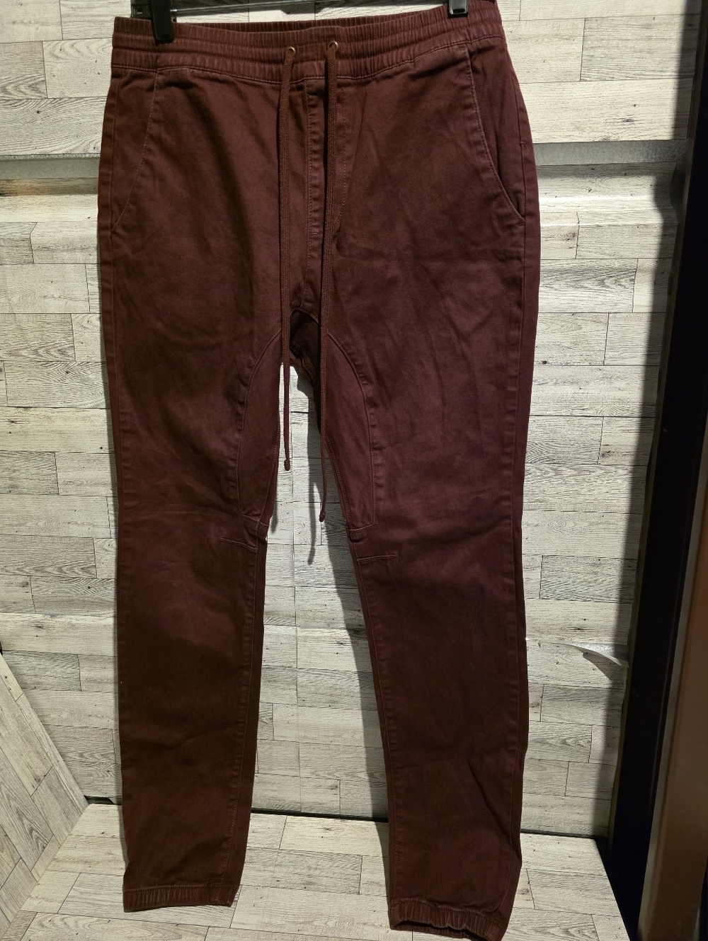 PacSun Men's Burgundy Drawstring Joggers